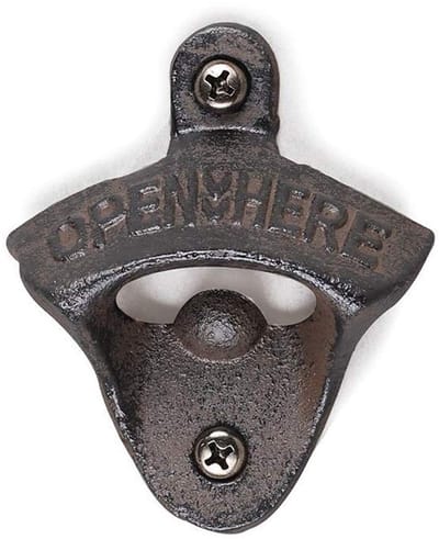 Dailygoods- Flesopener Retro - Wandmontage - Gietijzer - Uniek Design - Voor Bar/Keuken - Inclusief Schroeven - Bieropener