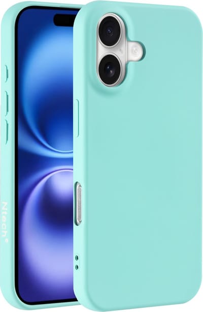 Hoesje Geschikt voor iPhone 16 – Zacht siliconen liquid backcover – Mint Groen