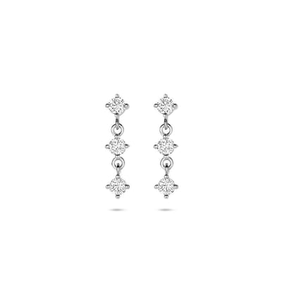 Zilveren gerhodineerde oorhangers zirkonia 16 mm - 1341001