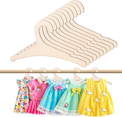 10 Stuks Houten Kledinghangers voor Kinderen, Antislip Hangers voor Baby Kleding, Duurzaam en Sterk voor Broeken en Kleding