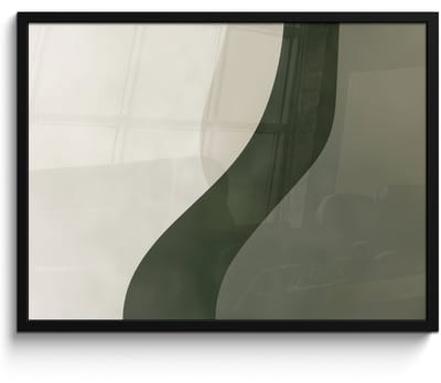 Poster in lijst - Fotolijst 80x60 cm - Posters - Japandi - Groen - Abstract - Modern - Posterlijst zwart - Decoratie - Wanddecoratie woonkamer - Muurdecoratie slaapkamer