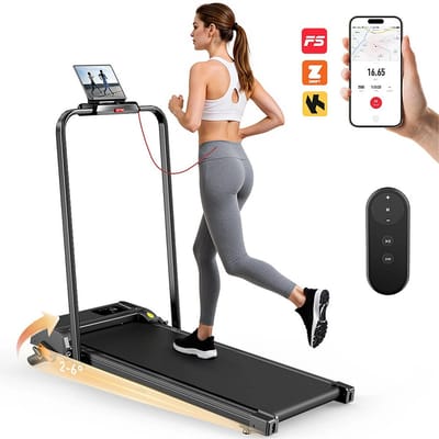 FT52 Loopband Met App, Hellingshoek 0-6%, Snelheid 1-12 km/u, 2,5 pk, Draagvermogen 120 kg, Met Bluetooth en Draadloze Afstandsbediening.