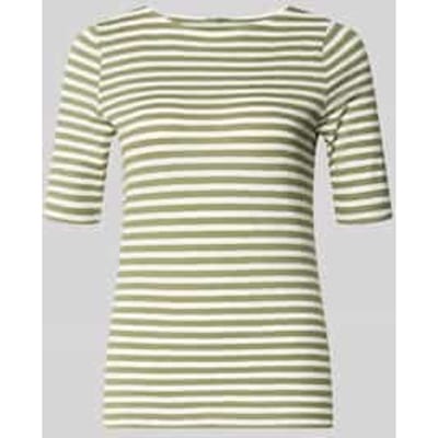 s.Oliver - female - Gestreept overhemd met halve mouwen in slim fit met vlamgaren