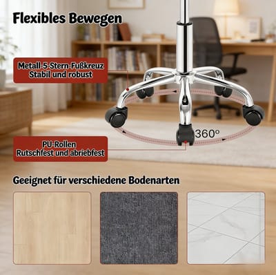 HAUSS SPOLE Bureaukruk Met Wielen Verstelbaar En Draaibaar Met Lage Rugleuning Voor Make Up Salon En Werkplek Samt Donkergrijs