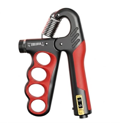 Rood handtrainer grip trainer hand kracht trainer verstelbare hand grip versterker met teller en metalen veer 5-100 kg pols trainer fitness hand knijper voor heren en dames voor hand training en vinger oefeningen