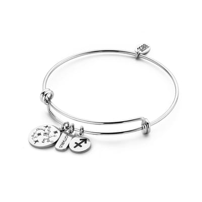 CO88 Collection Zodiac 8CB-90278 Stalen Armband met Hangers - Sterrenbeeld Boogschutter - One-size - Zilverkleurig