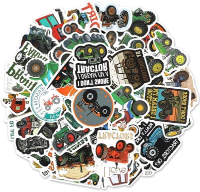 Set van 60 Waterdichte Tractor Stickers voor Laptop, Koffer, Auto, Skateboard en Scrapbook