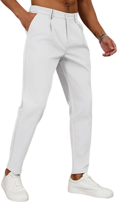 Bovista Pantalon Heren - Chino - Golfbroek - Nette Broek - Elastische Tailleband - Volwassenen - Wit - L