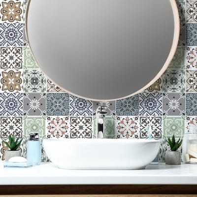Muurstickers - Zelfklevende tegelmuurstickers voor keuken en badkamer - 9 Ostuni tegelstickers - 9 stickers 10x10cm