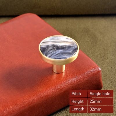 3 Stuks Luxe Meubelknop - Grijs Marmer - 3.2*2.5 cm - Meubel Handgreep - Knop voor Kledingkast, Deur, Lade, Keukenkast