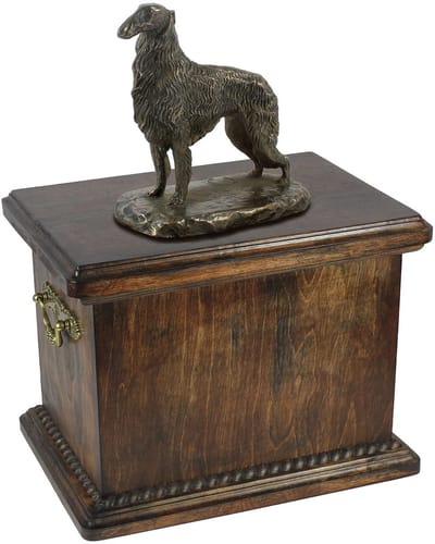 Elegante urn voor Borzoi met beeldje in klassieke stijl