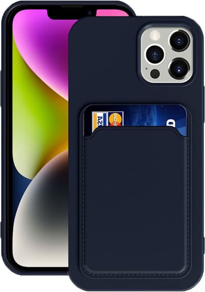 Hoesje Pasjes Houder geschikt voor iPhone 14 - Portemonnee - Kaart houder - Blauw