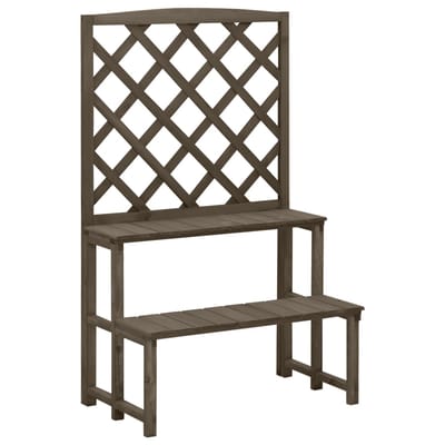 vidaXL - Plantenrek - met - latwerk - 70x42x115 - cm - massief - vurenhout - grijs