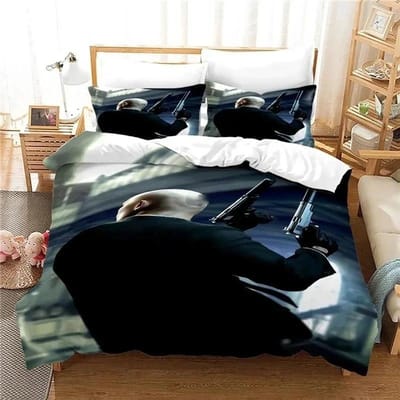 Jeu Hitman Killer Ensemble de literie Garçons Filles Taille Jumeau Reine Housse de couette Taie d'oreiller Lit Garçons Adulte Mode Textile de maisonextile EU single(135x200cm)