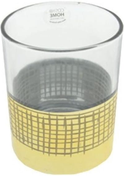 Theelichthouder glas transparant goud 10 cm