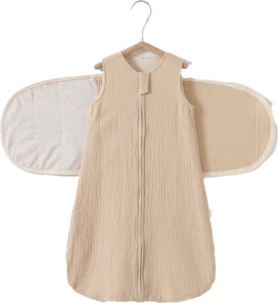 Honeybears Inbakerslaapzak – Slaapzak baby – Inbakerdoek baby – Swaddle - Inbakerslaapzakje - Inbakeren - Beige – 0 tot 6 maanden - 68 cm - 2 delig - TOG 0.75