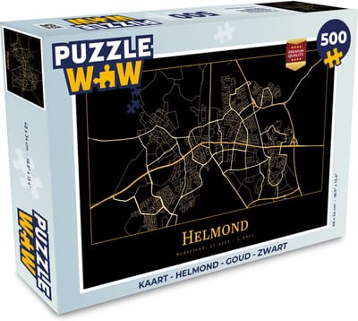 Puzzel Kaart - Helmond - Goud - Zwart - Legpuzzel - Puzzel 500 stukjes