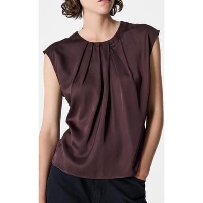 French Connection Sera Satin Slvlss Blouse Bitter Chocolate Bitter Chocolate Maat: 14 | Blouses Outlet | Dames | Bruin