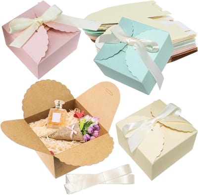 Pastel Wavy Gift Box Set - 40 Stuks Kleine Cadeauboxen met Deksel 10x10x6cm voor DIY, Trouwen en Feestjes