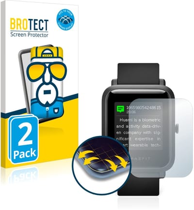 BROTECT - Screenprotector voor Huami Amazfit Bip S - Folie Beschermfolie transparant volledig dekking - 2 Stuks