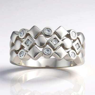 Cavill - Zilveren Ring 925 Sterling - 0,117 ct I1 (G) Briljante Afrikaanse Diamanten - Geometrisch Elegant Design - Damesring Maat 16-21