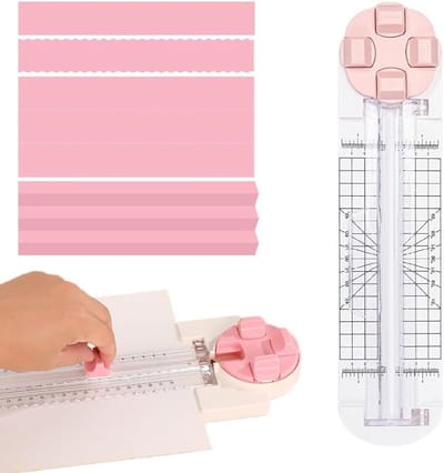 Multifunctionele 4-in-1 Papier Snijder voor Creatief Gebruik, Geschikt voor Craft Papier, Postkaarten en Scrapbooks, Draagbaar en Handig in Roze