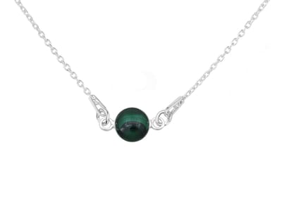 ARLIZI 2181 Ketting groen malachiet hanger - sterling zilver - 45 cm