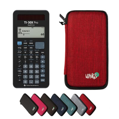 TI-30X Pro MathPrint incl. WYNGS Beschermhoes Rood - Wetenschappelijke Rekenmachine - Basis Pakket