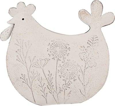 Clayre & Eef Beeld Kip 15x6x14 cm Wit Metaal