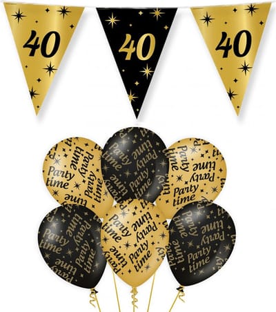 Paperdreams - Verjaardag 40 jaar feest pakket zwart/goud party-time