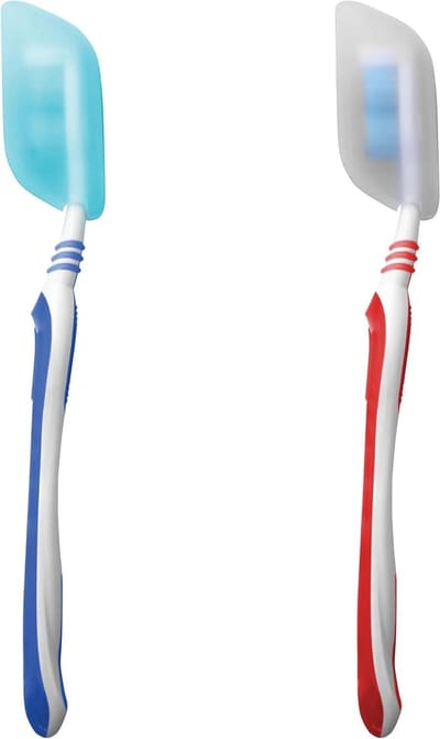Tandenborstelhoezen - Beschermhoes Tandenborstel - Hygiënisch Opbergen - Flexibele Siliconen - 2 stuks - Blauw Wit