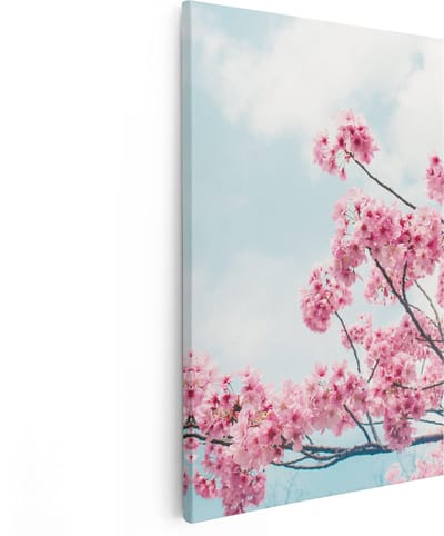 Artaza Canvas Schilderij Kersenbloesem - 80x120 cm - Groot - Wanddecoratie Bloemen - Muurdecoratie Lente - Schilderijen Op Canvas