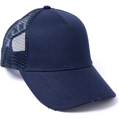 Milliner Plain Distressed Cotton Trucker Navy