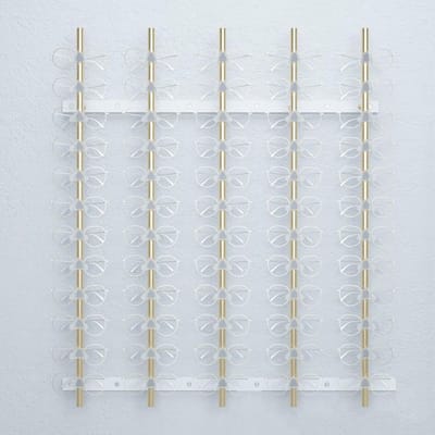 Brillenhouder Organizer - Zonnebril Display Rek - Brillen Presenteren - Wandmontage Aluminium - H90xB78CM - Goud