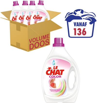 Le Chat Gel Color Sensitive Wasmiddel - Vloeibaar Wasmiddel - Halfjaarbox - 4 x 34 wasbeurten