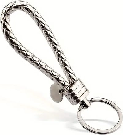 Luxe Sleutelhanger PU leer I Sleutelhouder I Geweven Sleutelhanger I Universeel I Zilver