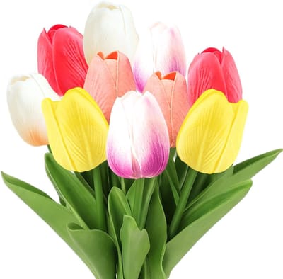 10 Stuks Kunstbloemen Tulpen voor Bruiloftdecoratie, Moederdag, Pasen en Lenteversiering
