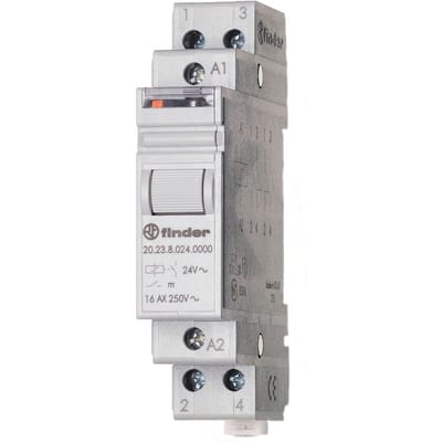 Stroomstootschakelaar DIN-rail Finder 20.23.9.024.4000 1x NO, 1x NC 24 V/DC 16 A 4000 VA 1 stuk(s)