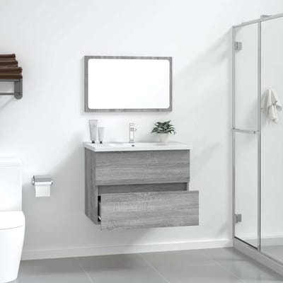 vidaXL - 2-delige - Badkamermeubelset - bewerkt - hout - grijs - sonoma - eikenkleur