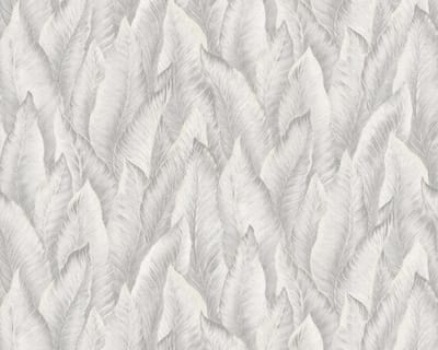 Reliëf behang EDEM 420ST27 vliesbehang hardvinyl warmdruk in reliëf licht gestructureerd met natuur patroon glinsterend wit lichtgrijs zilver 10,65 m2