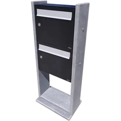 Brievenbusunit Palermo Dubbel - Natuursteen En Staal - Blauw - 2 Stuks - 46x118x18cm