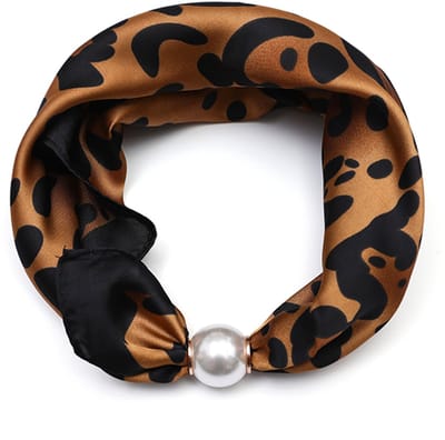 Sjaal met Elegante Dierenprint en Geïntegreerde Magnetische Parelsluiting - Geel