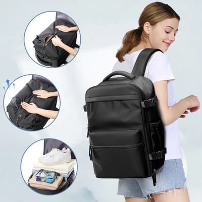 Vacuüm compressie handbagage rugtas - Zwart - 20-35 liter - 40x20x25cm