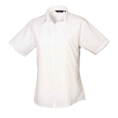 Premier Dames/Dames Popeline Blouse met Korte Mouwen (Wit)