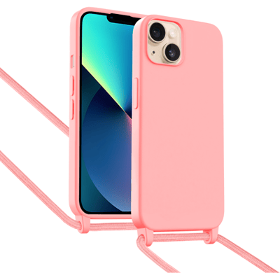 ShieldCase Hoesje met telefoonkoord (roze) geschikt voor iPhone 13 - Case met nekkoord - Slanke cover met extra bescherming