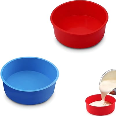 Set van 2 Siliconen Rond Bakvormen voor Taarten en Brood - Antiaanbaklaag, 15 cm, Ideaal voor Regenboogtaarten en Gebak