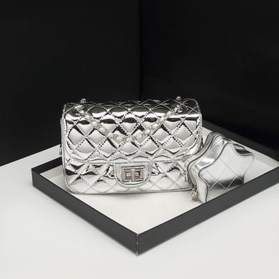 Zomer Mode en Modieuze Kleine Geur Diamanten Ketting Tas voor Vrouwen met Glanzend Koel Ontwerp Één Schouder Crossbody Kleine Vierkante Tas gray