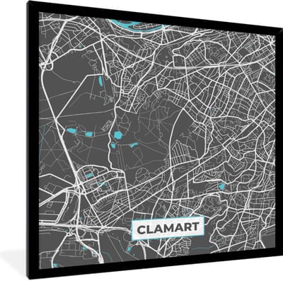 Fotolijst incl. Poster - Clamart - Frankrijk - Plattegrond - Kaart - Stadskaart - 40x40 cm - Posterlijst