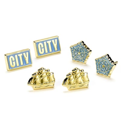 The Carat Shop - Manchester City Voetbal Club Set van drie oorbellen