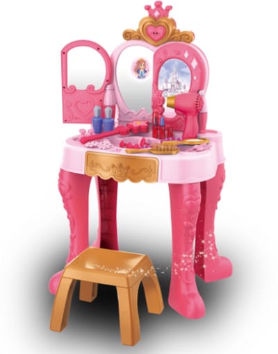 Rijoka Kaptafel Prinses Met Krukje – Make Up Dresser Table Princess – Toverstaf met Sensor – Inclusief accessoires - 47x27x68cm